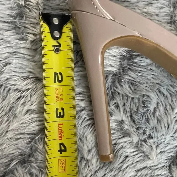 🛍️last call or donating🛍️Lulus Elise sz 8 tan patent sandal heels tan/blush - Picture 8 of 10